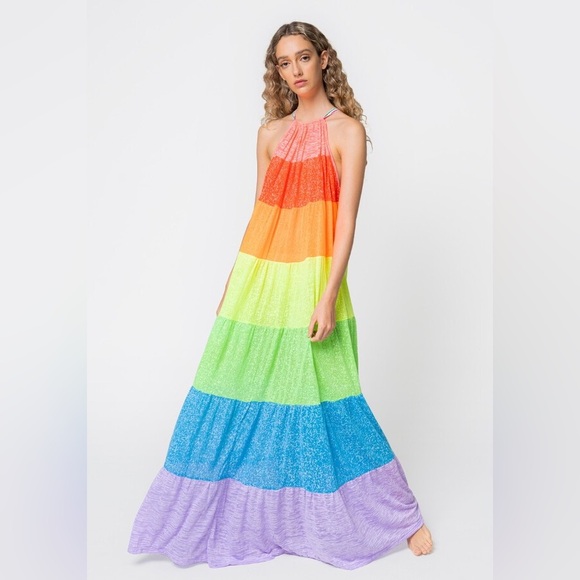 Pitusa Popsicle Halter Dress Rainbow-Petite NWT - Picture 2 of 13